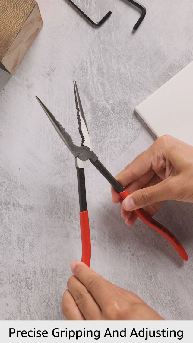 Knipex Long Reach Needle Nose Pliers with transverse profiles